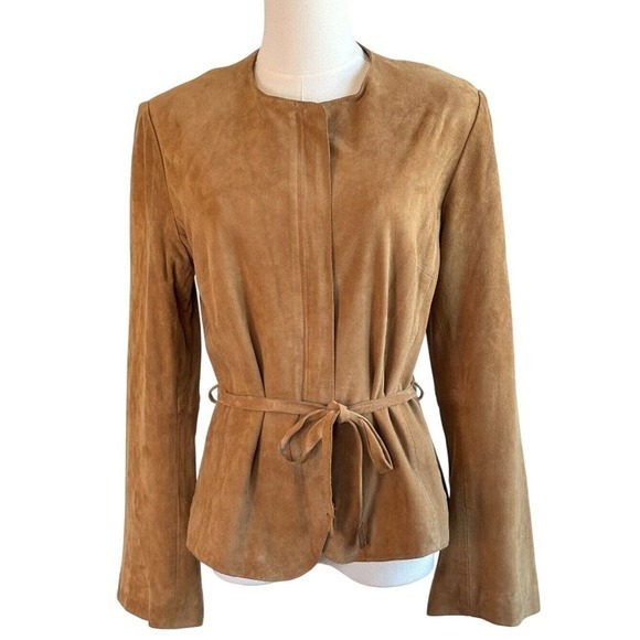 Express Jackets & Blazers - NEW Express Genuine Suede Tie Waist Jacket Camel Tan Size M 90s Y2K Consign